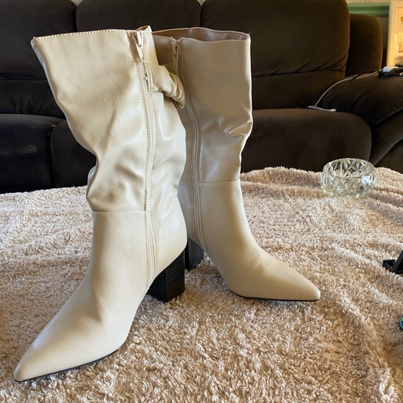 NWT mid calf boots size 6 has1.5 inches heels man made leather - Picture 6 of 11